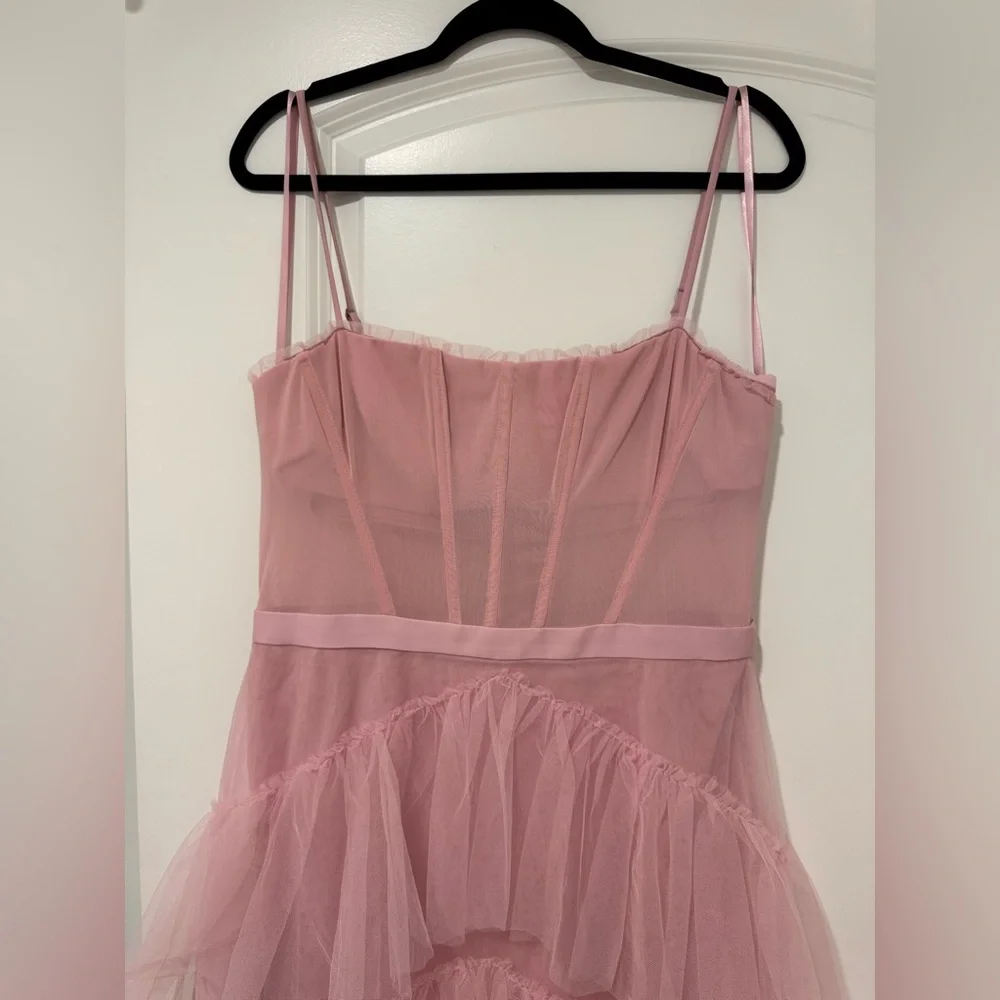 BCBGMAXAZRIA Corset Tulle Gown in Pink Tint - Picture 6 of 11